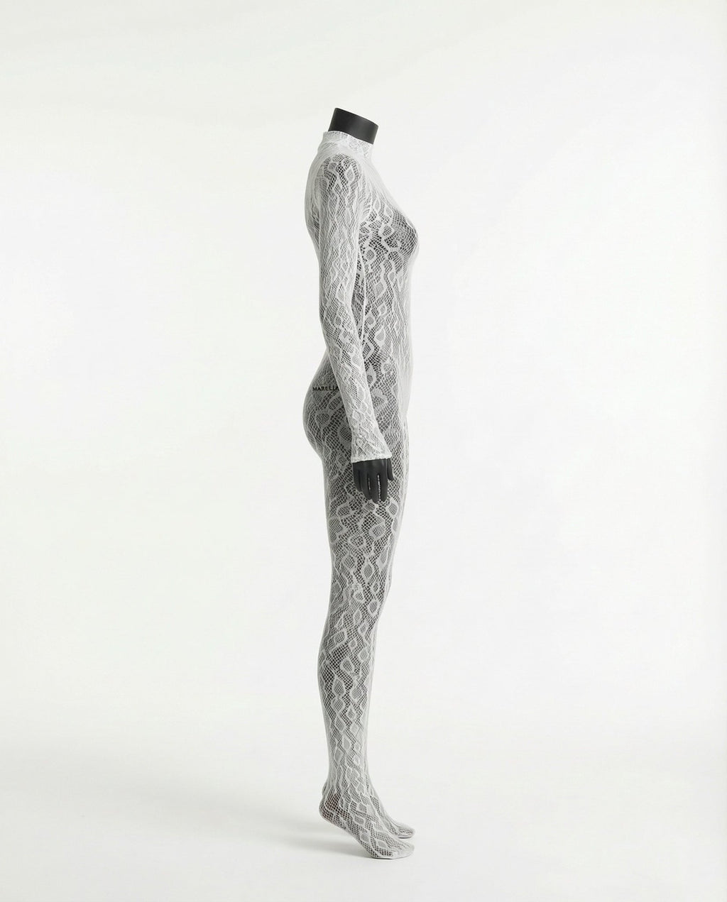 White Sheer Lace Long Sleeve Bodysuit - Marelia