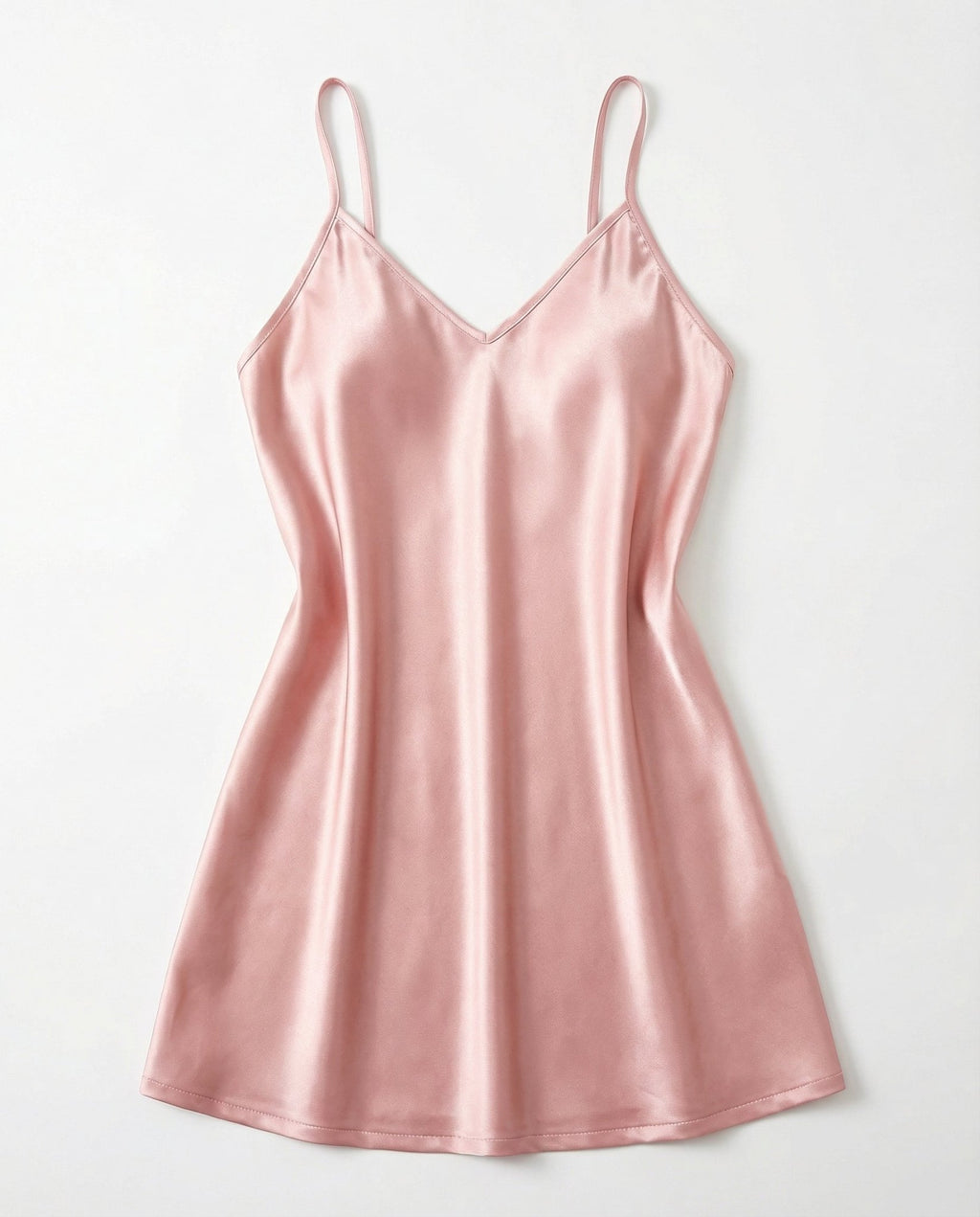 Pink V-Neck Slip Chemise With Adjustable Straps - Marelia