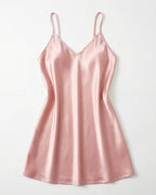 Pink V-Neck Slip Chemise With Adjustable Straps - Marelia