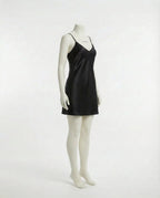 Black V-Neck Slip Chemise With Adjustable Straps - Marelia