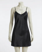 Black V-Neck Slip Chemise With Adjustable Straps - Marelia