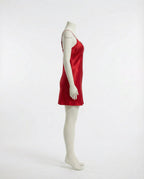 Red V-Neck Slip Chemise With Adjustable Straps - Marelia