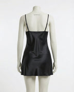 Black V-Neck Slip Chemise With Adjustable Straps - Marelia