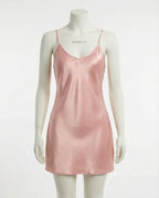 Pink V-Neck Slip Chemise With Adjustable Straps - Marelia