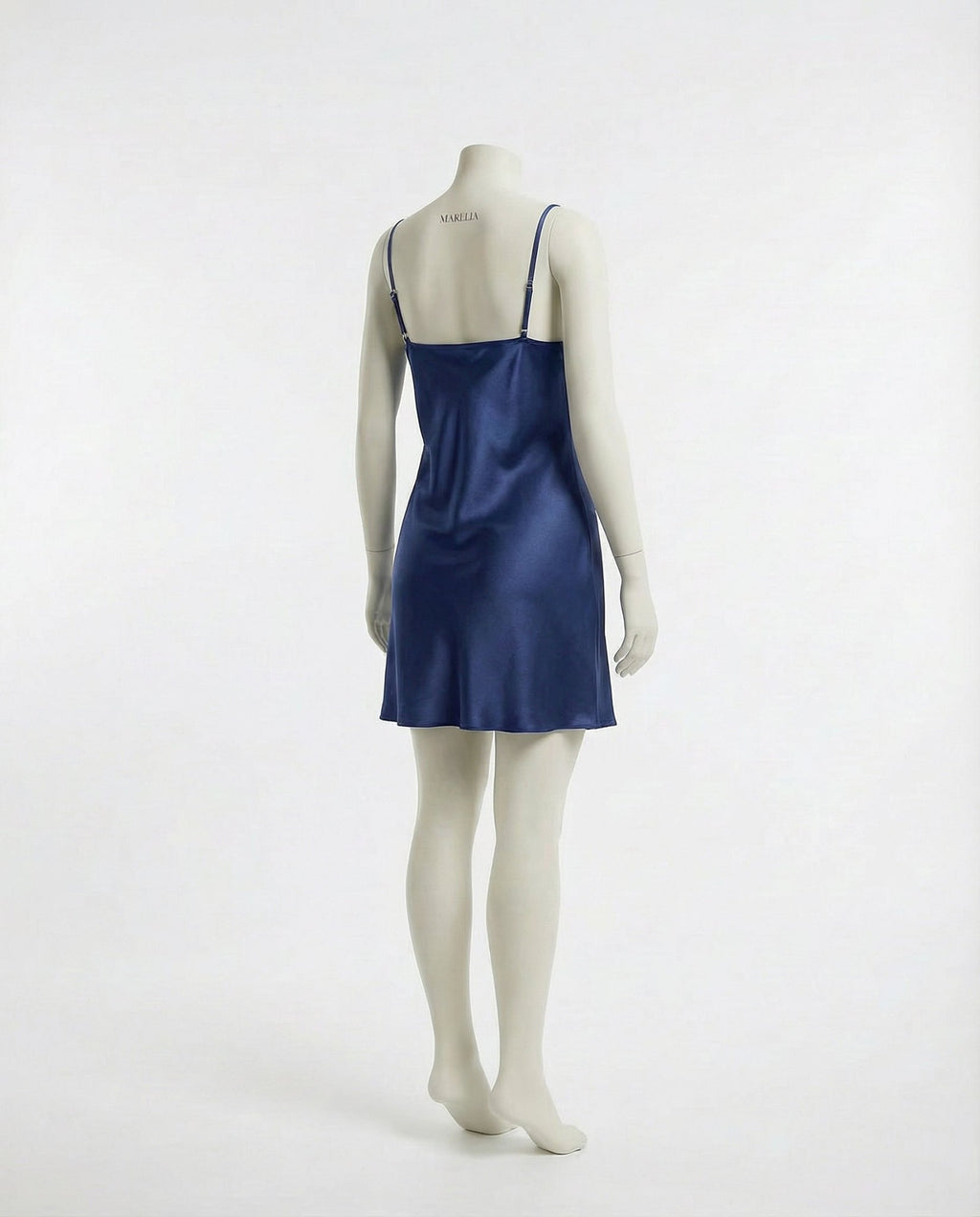 Navy V-Neck Slip Chemise With Adjustable Straps - Marelia