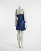 Navy V-Neck Slip Chemise With Adjustable Straps - Marelia