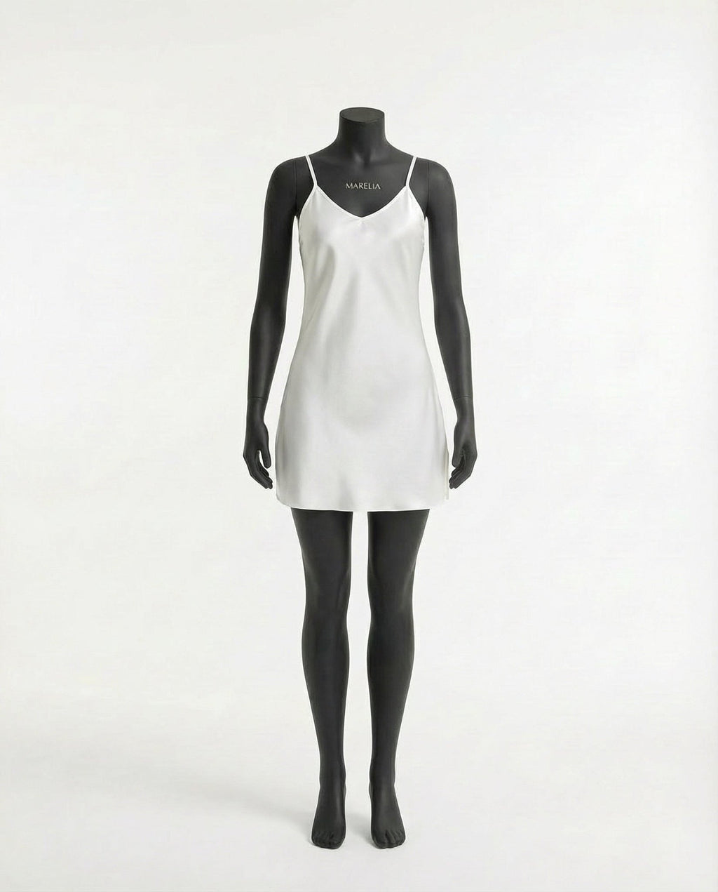 White V-Neck Slip Chemise With Adjustable Straps - Marelia