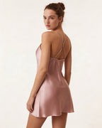 Pink V-Neck Slip Chemise With Adjustable Straps - Marelia