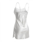 White V-Neck Slip Chemise With Adjustable Straps - Marelia