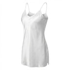 White V-Neck Slip Chemise With Adjustable Straps - Marelia