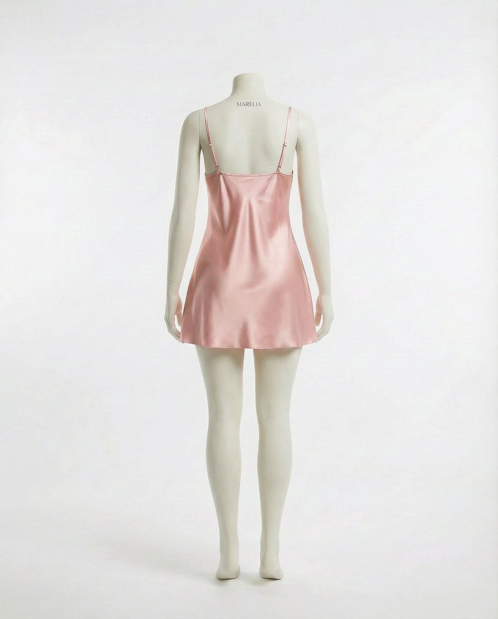 Pink V-Neck Slip Chemise With Adjustable Straps - Marelia