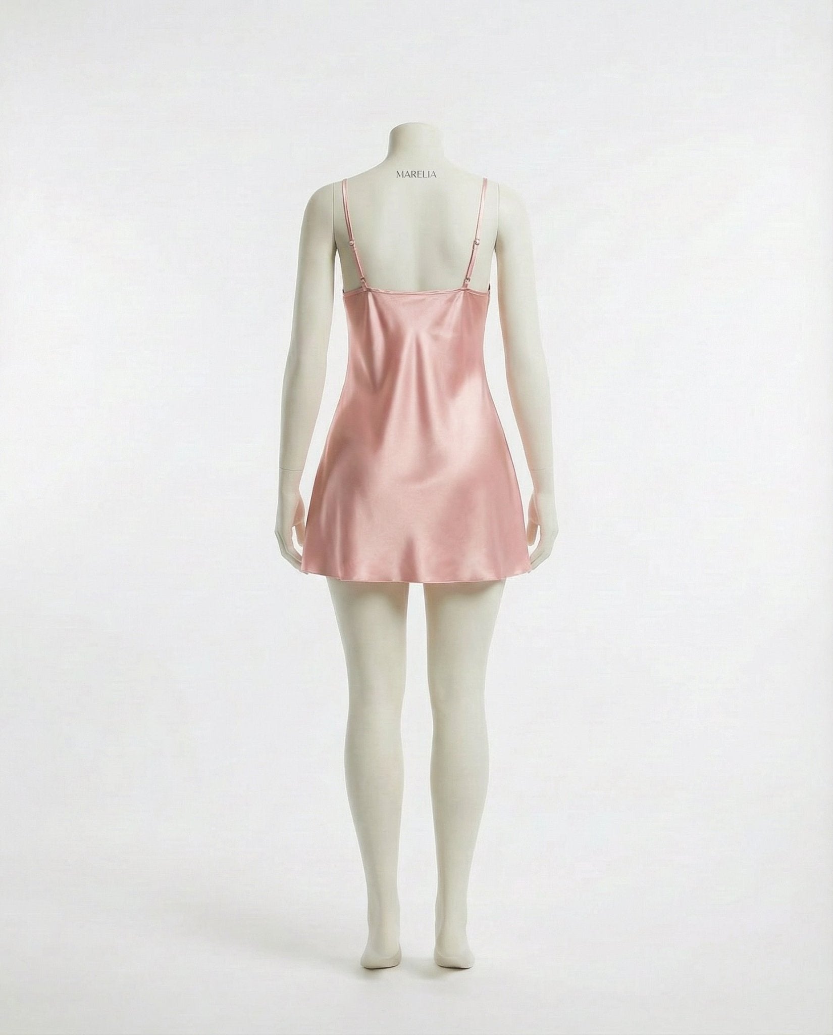 Pink V-Neck Slip Chemise With Adjustable Straps - Marelia