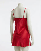 Red V-Neck Slip Chemise With Adjustable Straps - Marelia