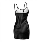 Black V-Neck Slip Chemise With Adjustable Straps - Marelia