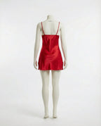 Red V-Neck Slip Chemise With Adjustable Straps - Marelia