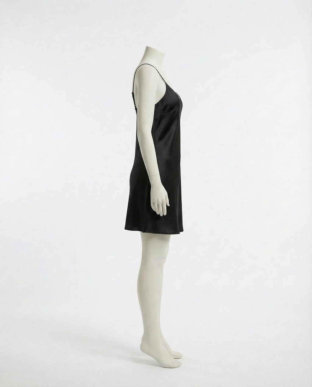 Black V-Neck Slip Chemise With Adjustable Straps - Marelia