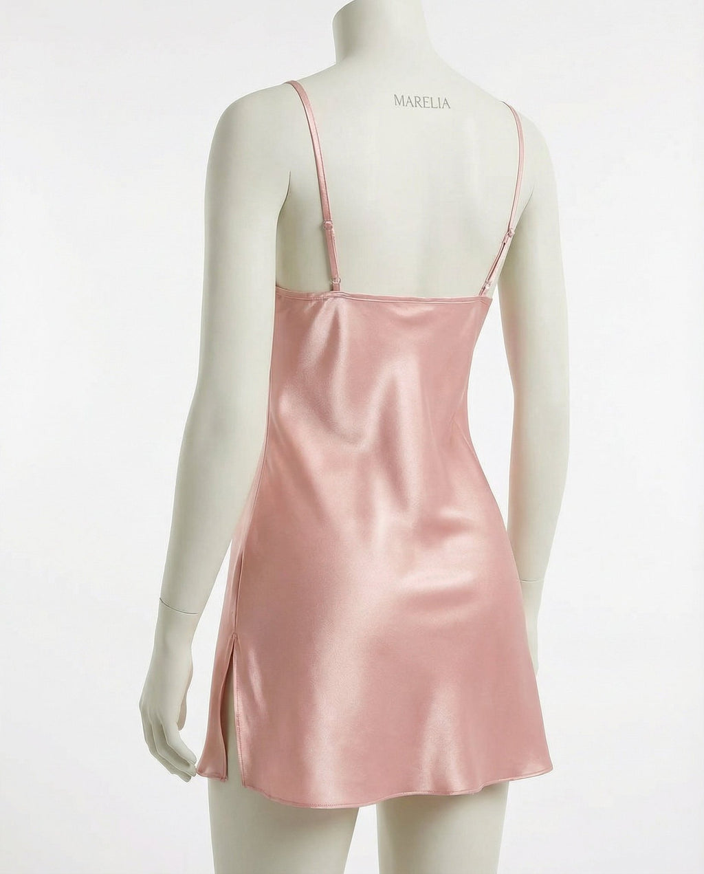 Pink V-Neck Slip Chemise With Adjustable Straps - Marelia