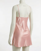 Pink V-Neck Slip Chemise With Adjustable Straps - Marelia