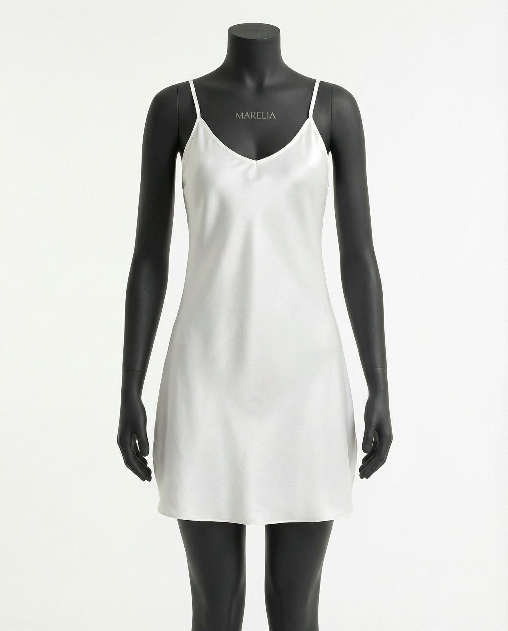 White V-Neck Slip Chemise With Adjustable Straps - Marelia