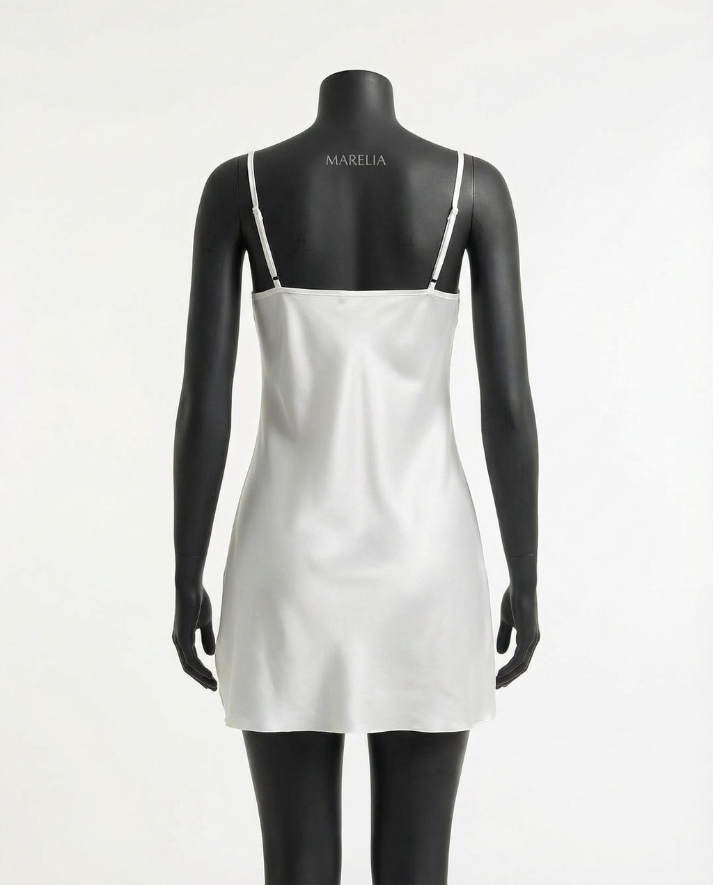 White V-Neck Slip Chemise With Adjustable Straps - Marelia