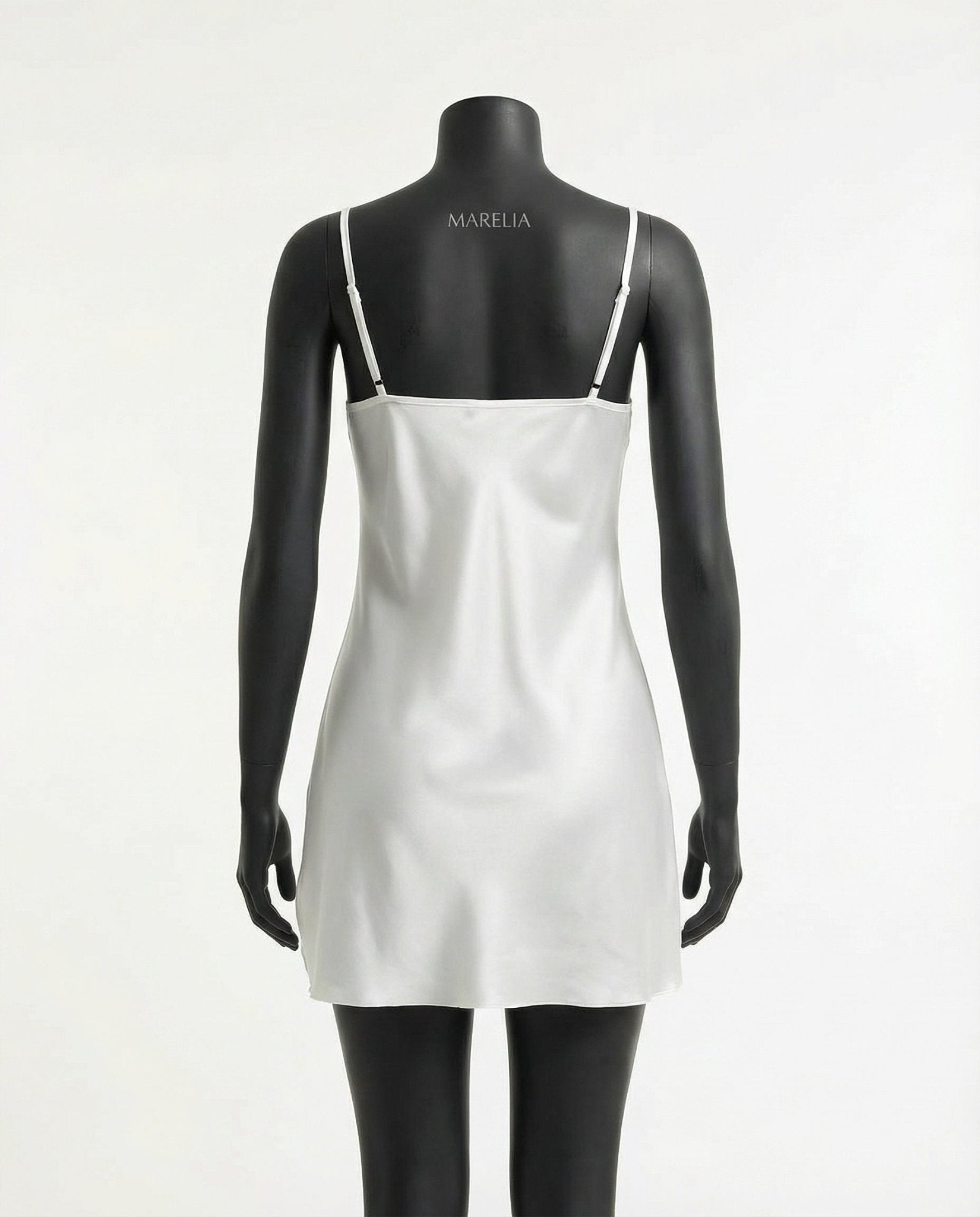 White V-Neck Slip Chemise With Adjustable Straps - Marelia