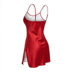 Red V-Neck Slip Chemise With Adjustable Straps - Marelia