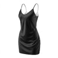 Black V-Neck Slip Chemise With Adjustable Straps - Marelia