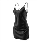 Black V-Neck Slip Chemise With Adjustable Straps - Marelia
