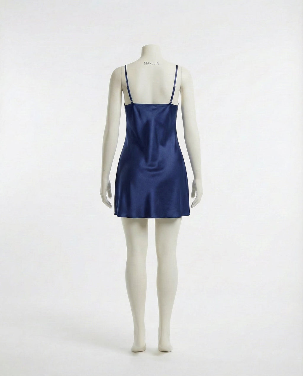 Navy V-Neck Slip Chemise With Adjustable Straps - Marelia