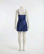 Navy V-Neck Slip Chemise With Adjustable Straps - Marelia