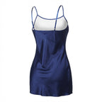 Navy V-Neck Slip Chemise With Adjustable Straps - Marelia