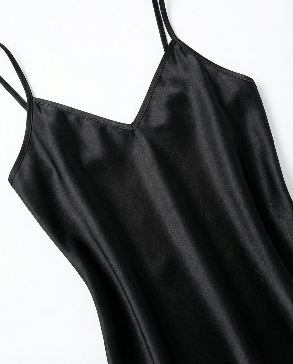 Black V-Neck Slip Chemise With Adjustable Straps - Marelia