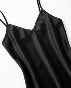 Black V-Neck Slip Chemise With Adjustable Straps - Marelia