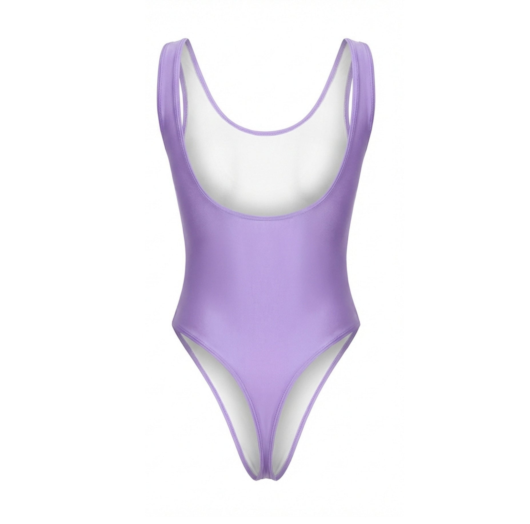 Lilac Wet Look High Leg Bodysuit - Marelia